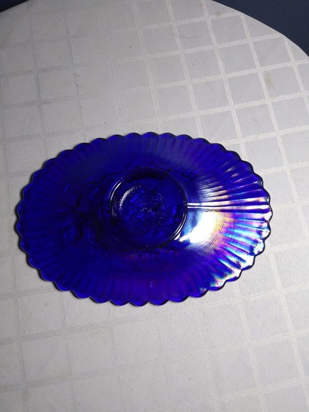 Vintage Imperial Glass Windmill Plate Dresser Tray GORGEOUS Blue COBALT Carnival - Picture 5 of 5
